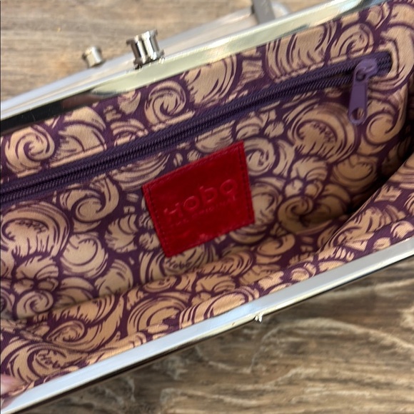 Hobo Lauren Clutch Wallet Leather Double Frame Light Gray Magnetic - Picture 6 of 11